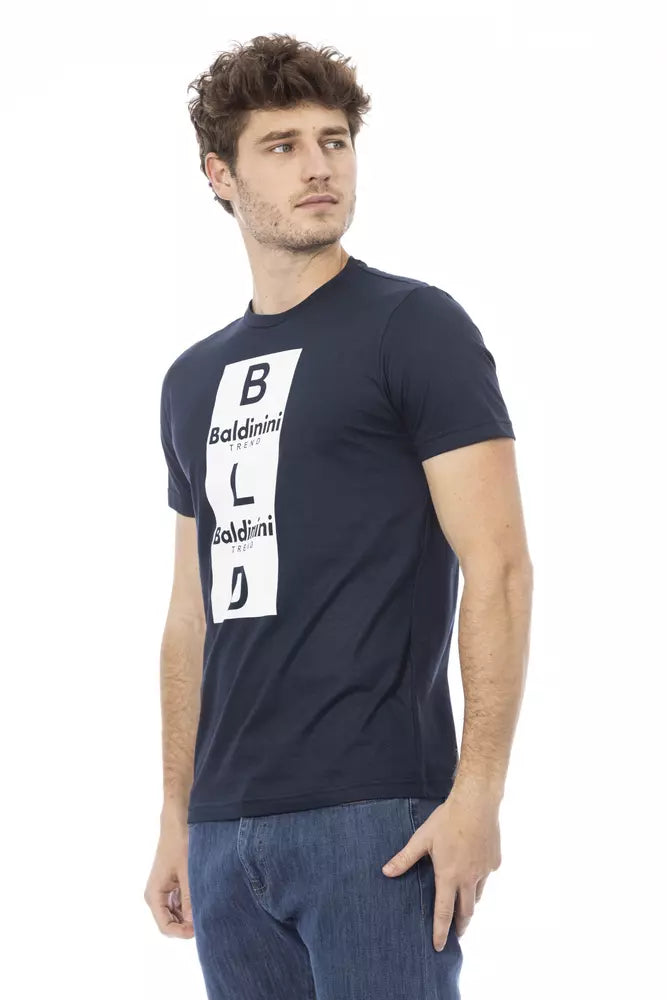 Tricou Baldinini Trend albastru din bumbac pentru bărbați