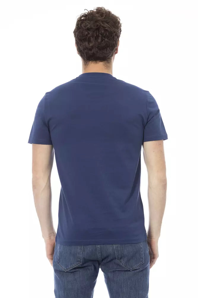 Tricou Baldinini Trend albastru din bumbac pentru bărbați