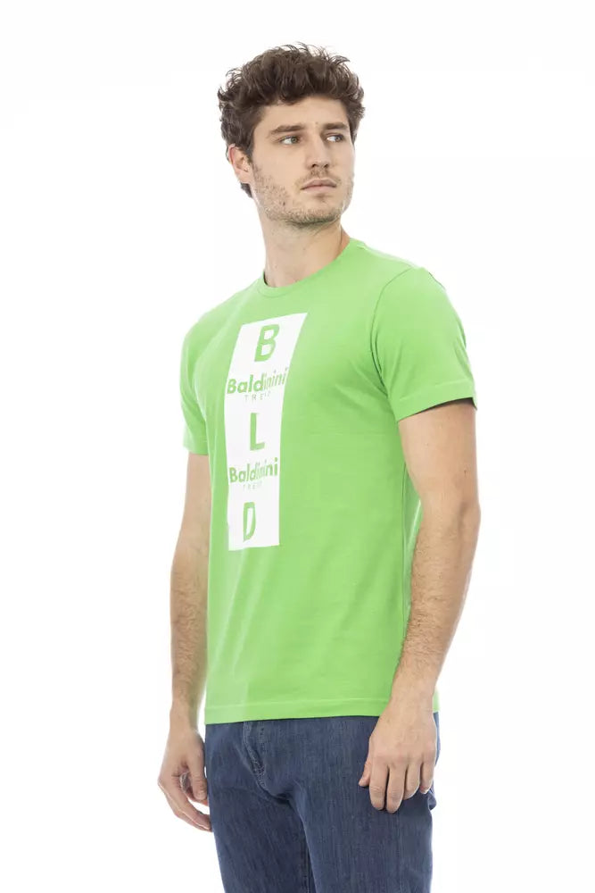 Baldinini Trend Grünes Herren-T-Shirt aus Baumwolle