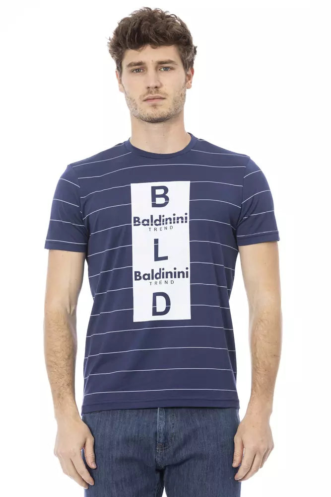 Tricou Baldinini Trend albastru din bumbac pentru bărbați
