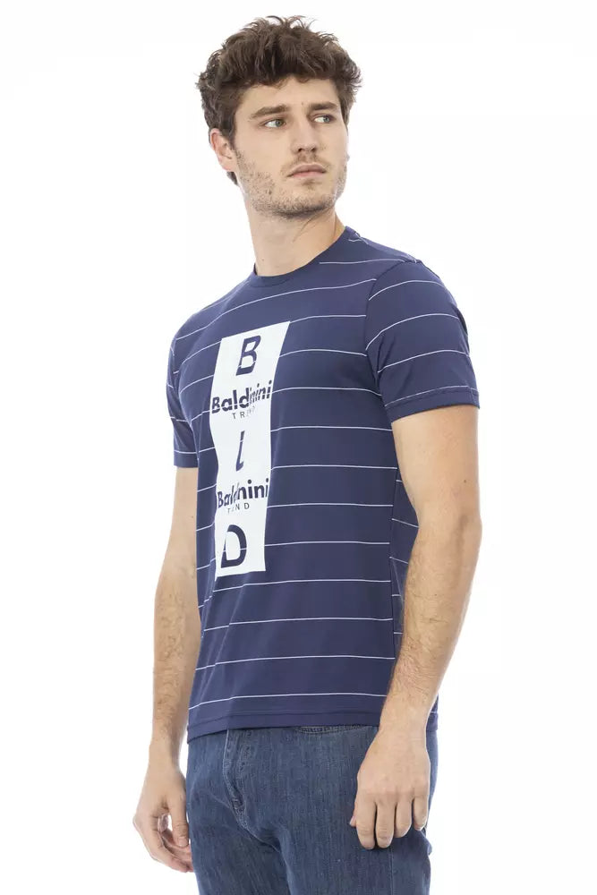Tricou Baldinini Trend albastru din bumbac pentru bărbați