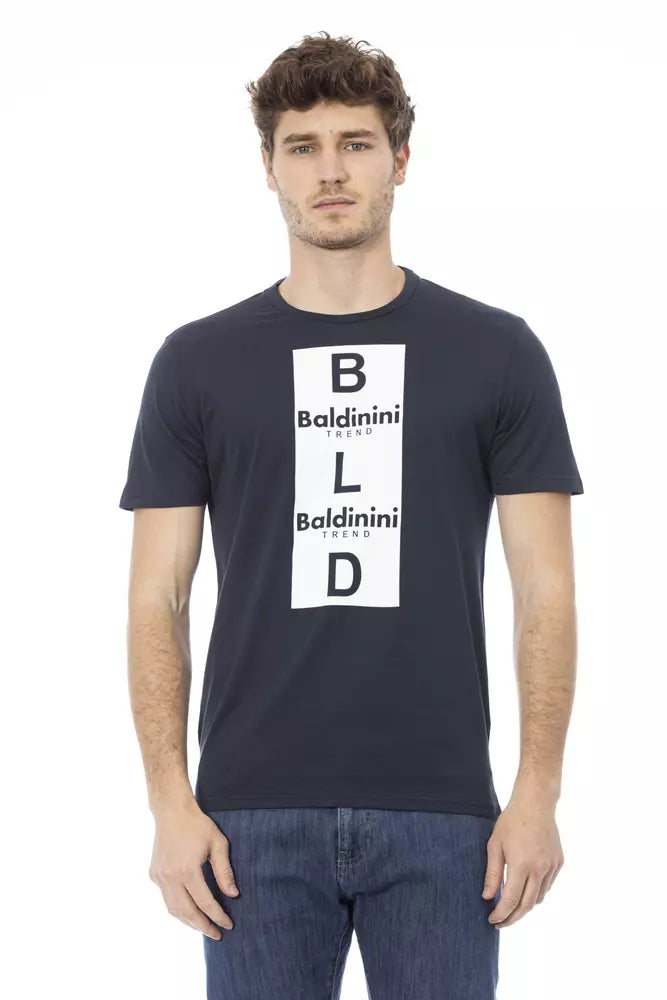 Tricou Baldinini Trend albastru din bumbac pentru bărbați