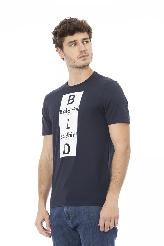 Tricou Baldinini Trend albastru din bumbac pentru bărbați