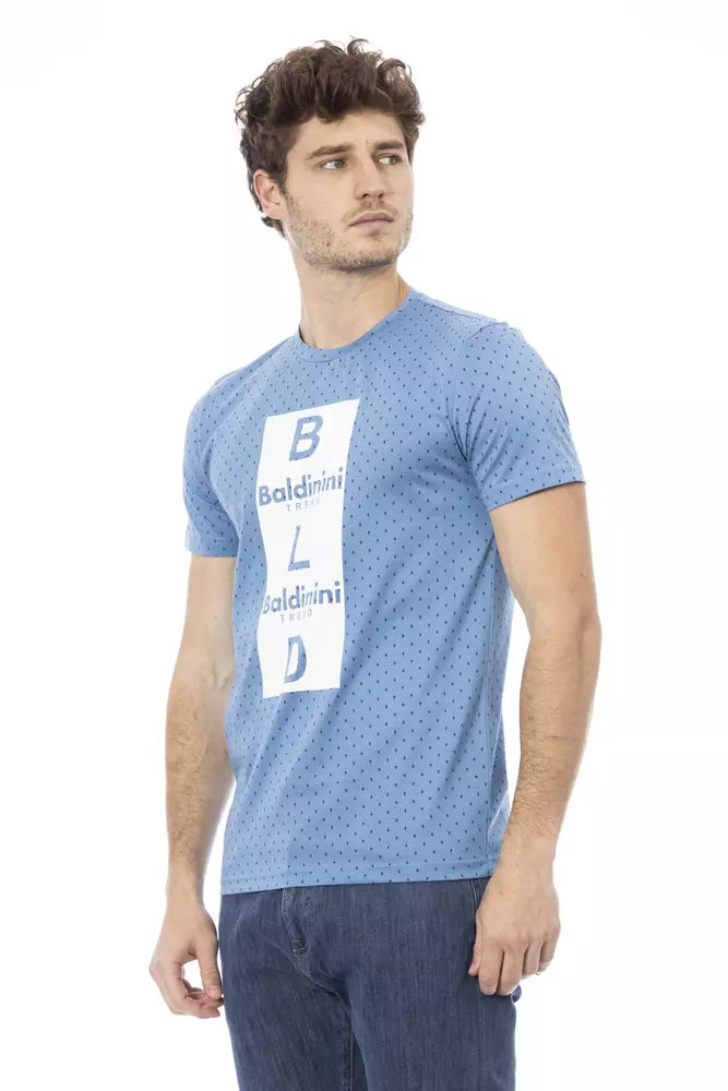Baldinini Trend Hellblaues Herren-T-Shirt aus Baumwolle