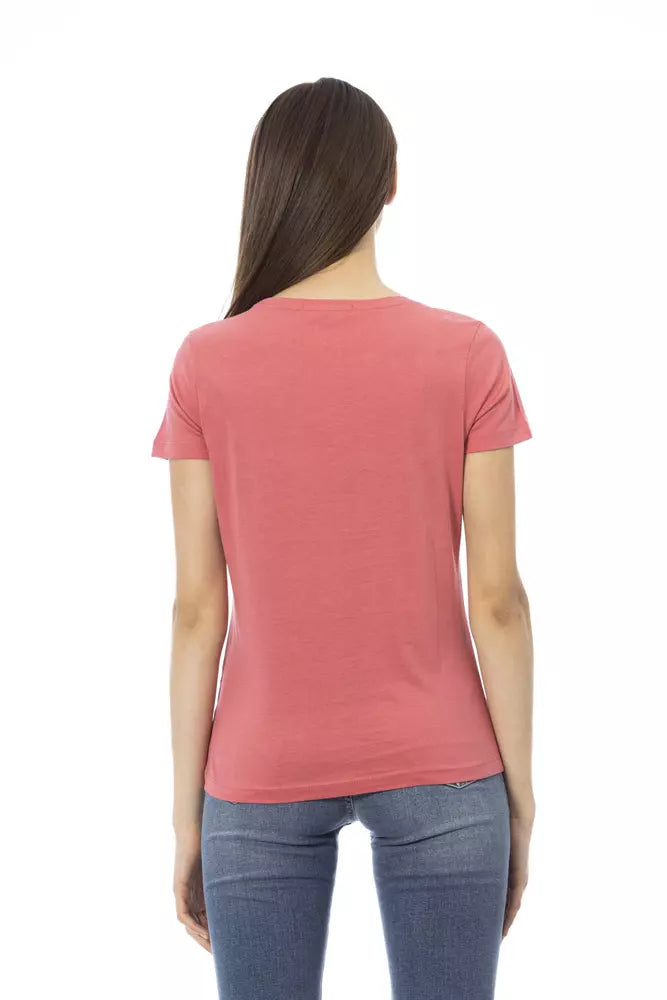 Tricou Trussardi Action Chic Fuchsia cu mânecă scurtă la modă