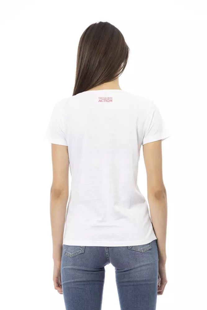 Tricou Trussardi Action Chic alb cu notă grafică