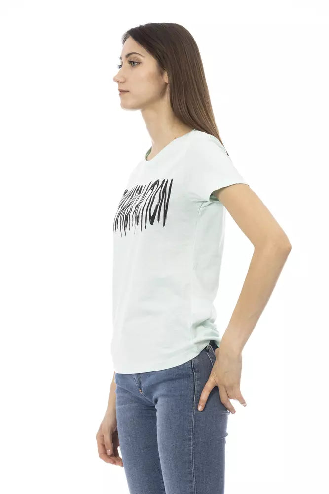 Tricou Trussardi Action albastru deschis din bumbac pentru femei