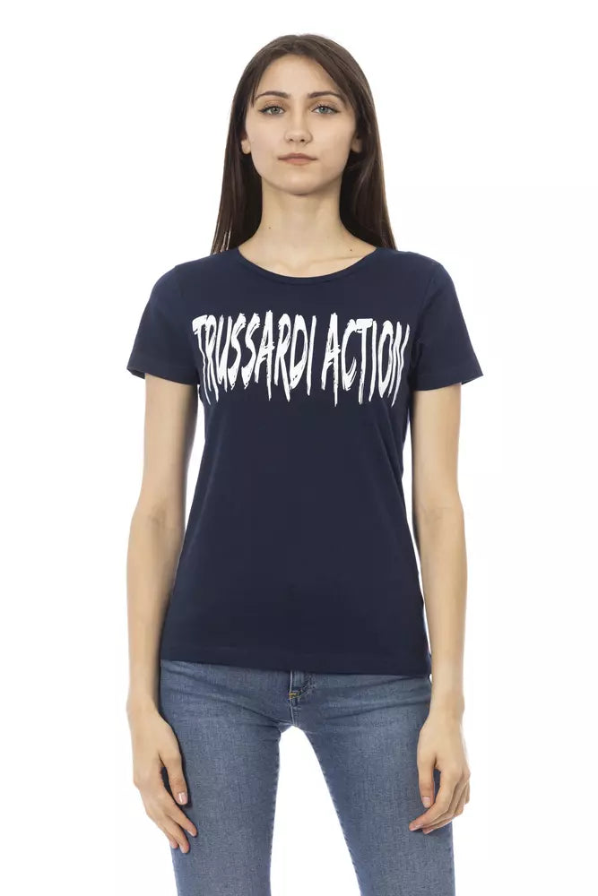 Tricou Trussardi Action albastru din bumbac pentru femei