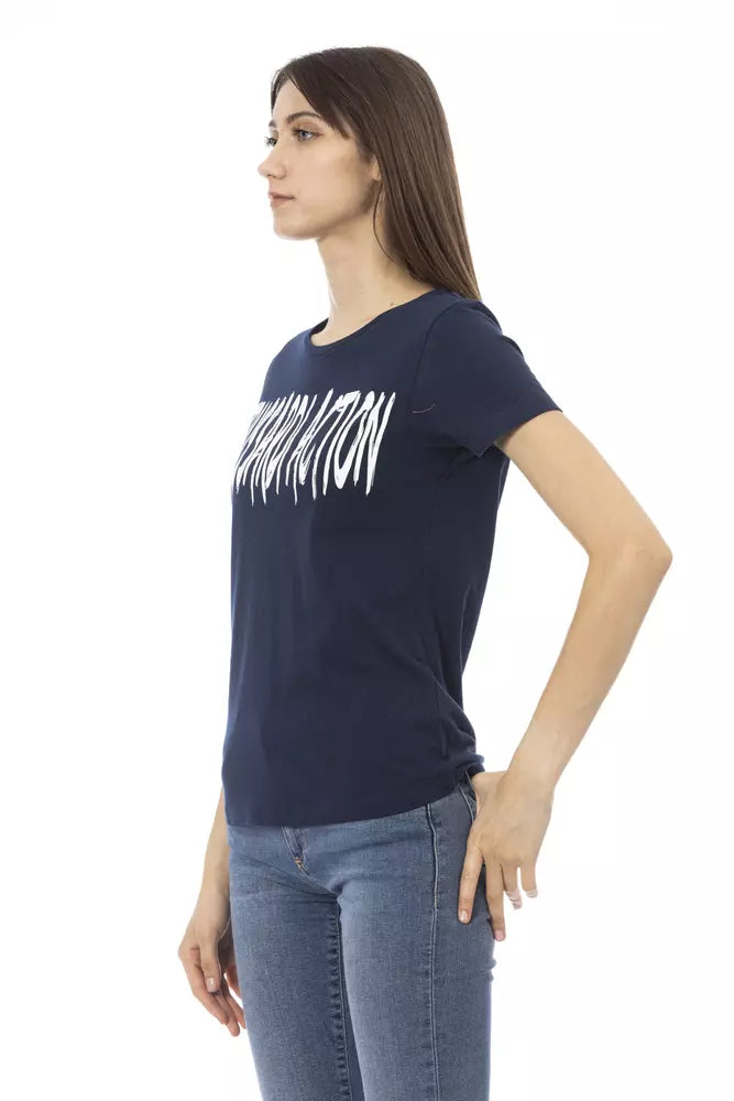 Tricou Trussardi Action albastru din bumbac pentru femei