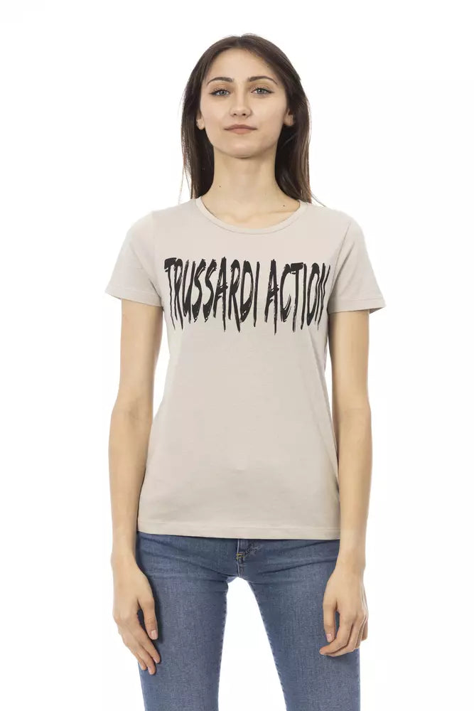 Tricou Trussardi Action bej din bumbac pentru femei