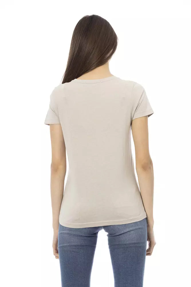 Tricou Trussardi Action bej din bumbac pentru femei