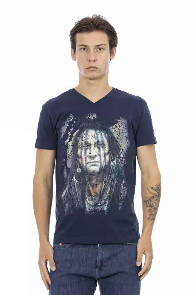 Trussardi Action Blaues Herren-T-Shirt aus Baumwolle