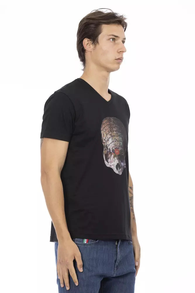 Trussardi Action Black Cotton Men's V-Neck T-Shirt