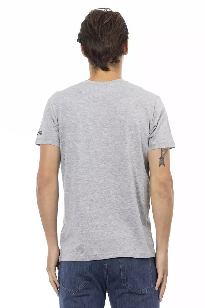 Tricou Trussardi Action gri din bumbac pentru bărbați
