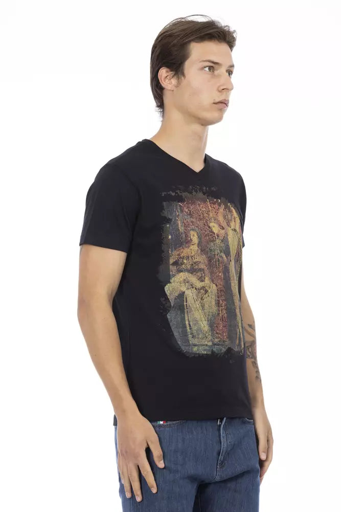 Trussardi Action Schwarzes Herren-T-Shirt aus Baumwolle