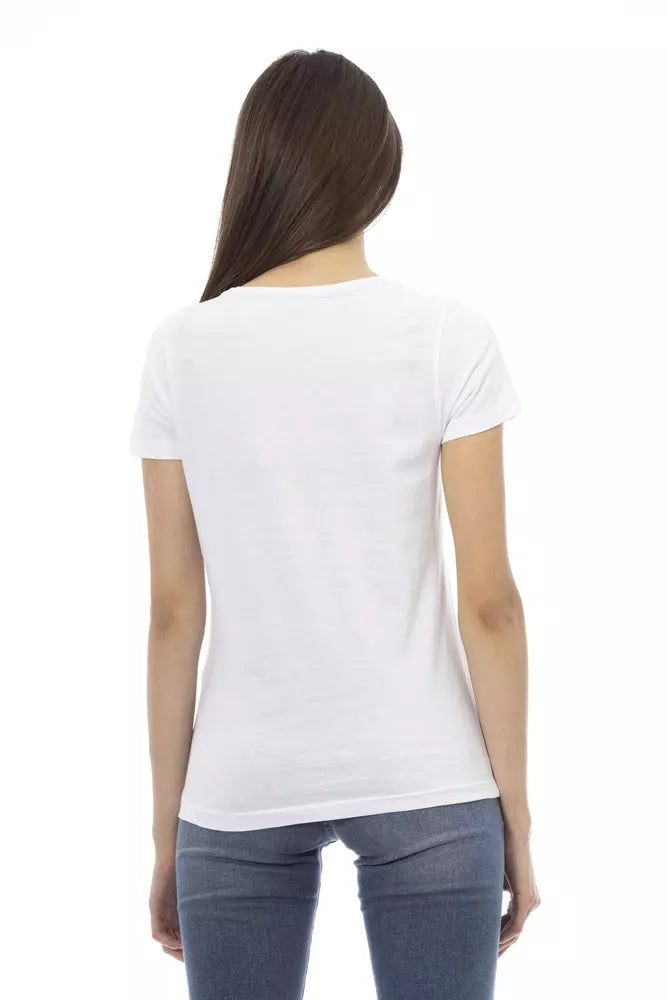 Tricou Trussardi Action Chic alb cu imprimeu: esențial pentru garderoba de vară