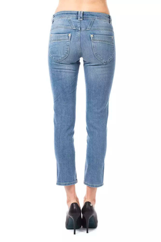 Blugi Capri Ungaro Fever din bumbac albastru deschis pentru femei