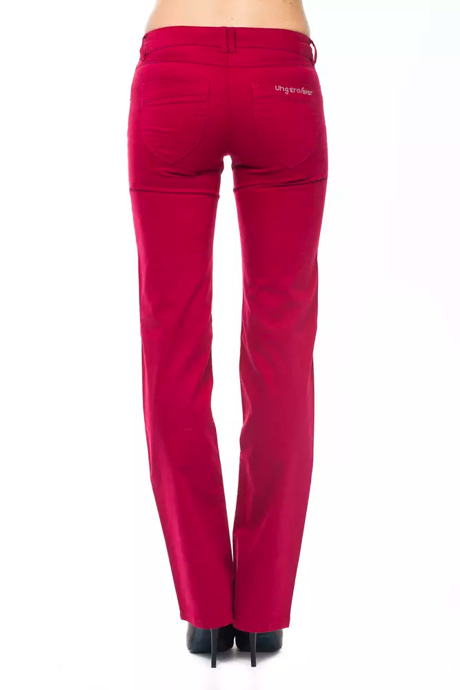 Pantaloni damă Ungaro Fever roșii din bumbac