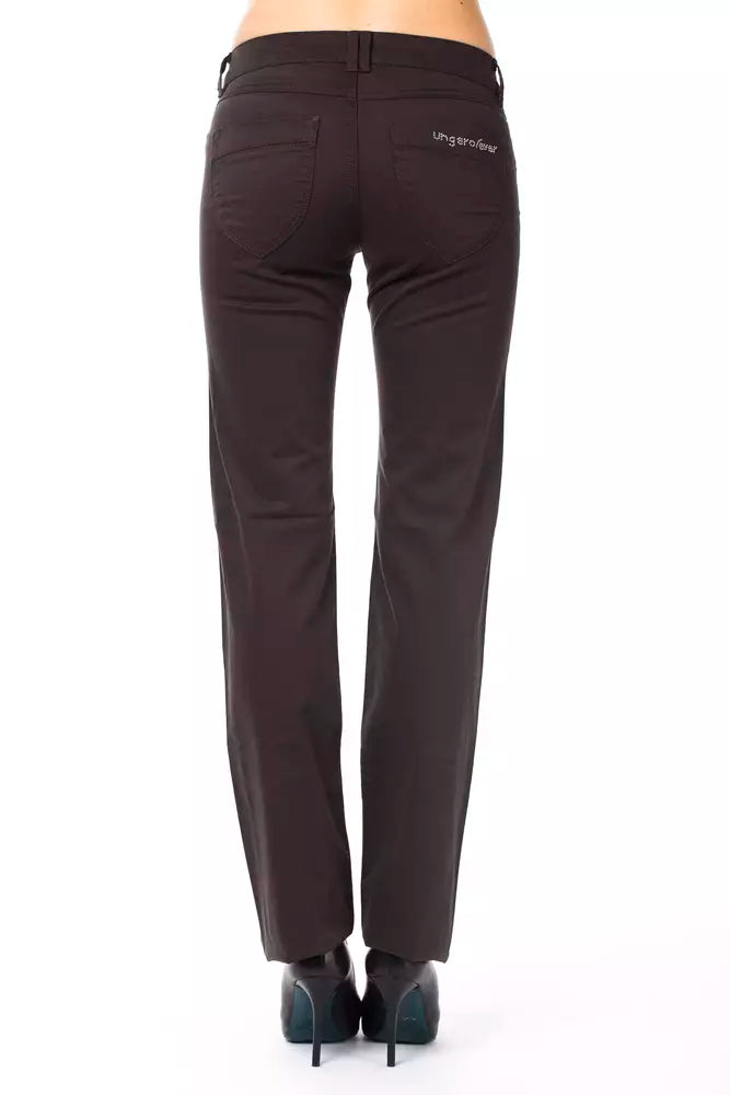 Pantaloni damă Ungaro Fever maro din bumbac