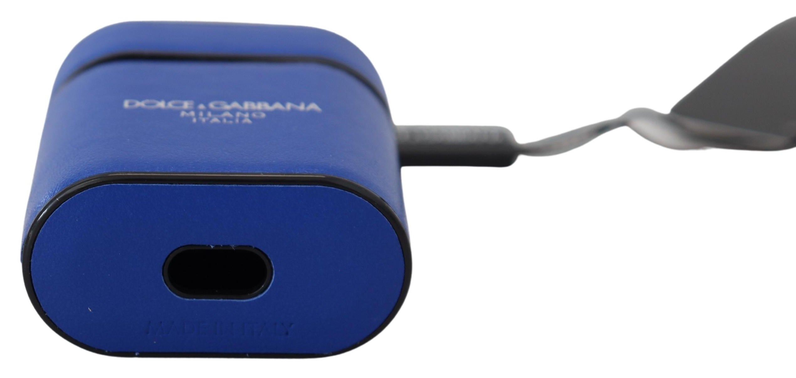 Husă elegantă din piele albastră pentru Airpods Dolce & Gabbana