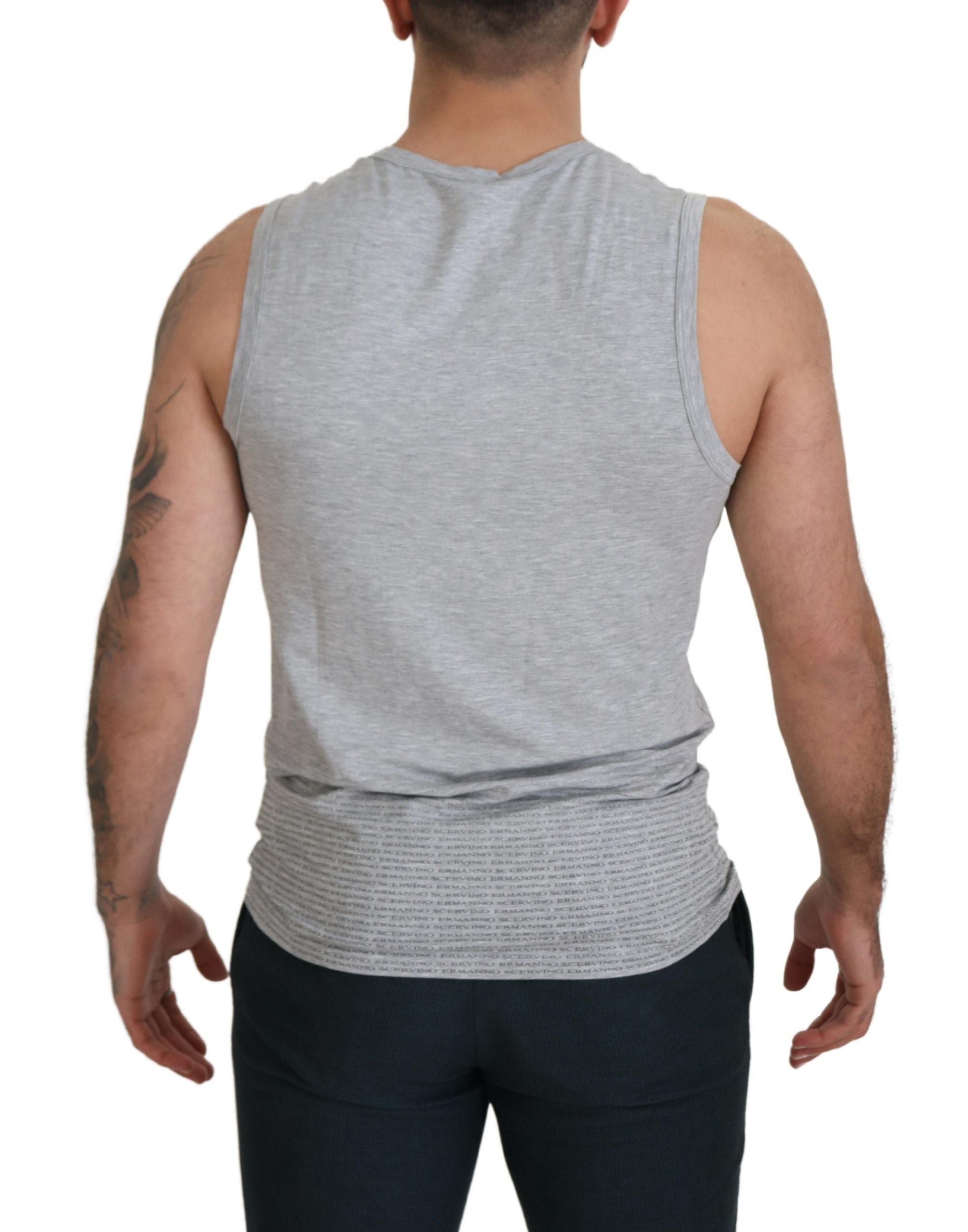 Ermanno Scervino Schickes, graues, ärmelloses T-Shirt mit Rundhalsausschnitt