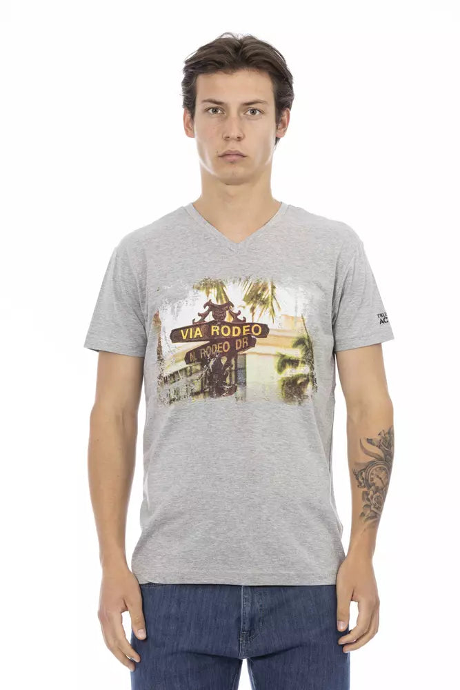 Trussardi Action Graues Herren-T-Shirt aus Baumwolle