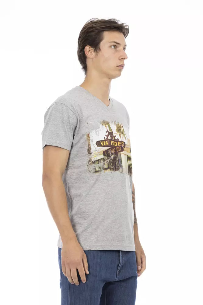 Trussardi Action Graues Herren-T-Shirt aus Baumwolle
