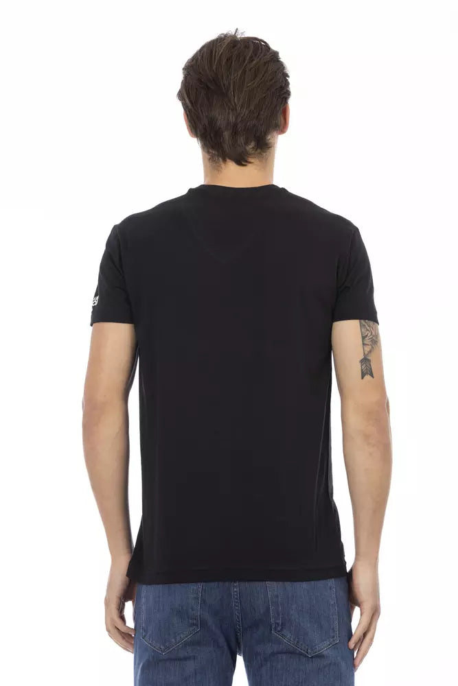 Trussardi Action Schwarzes Herren-T-Shirt aus Baumwolle