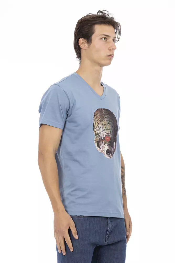 Trussardi Action Hellblaues Herren-T-Shirt aus Baumwolle