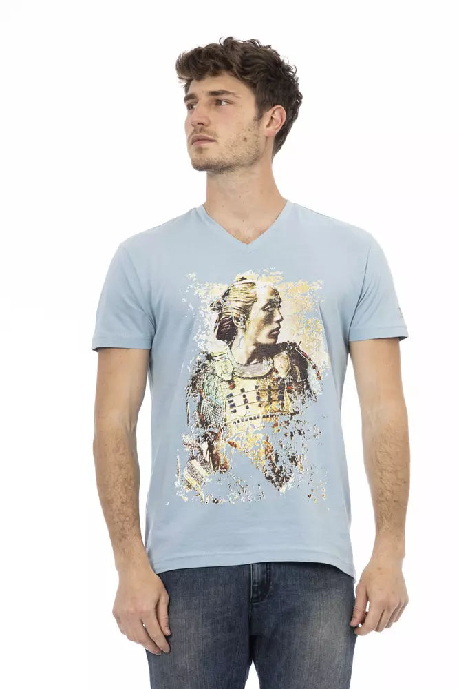 Trussardi Action Hellblaues Herren-T-Shirt aus Baumwolle