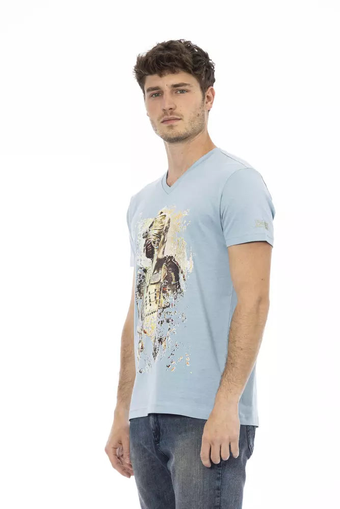 Trussardi Action Hellblaues Herren-T-Shirt aus Baumwolle