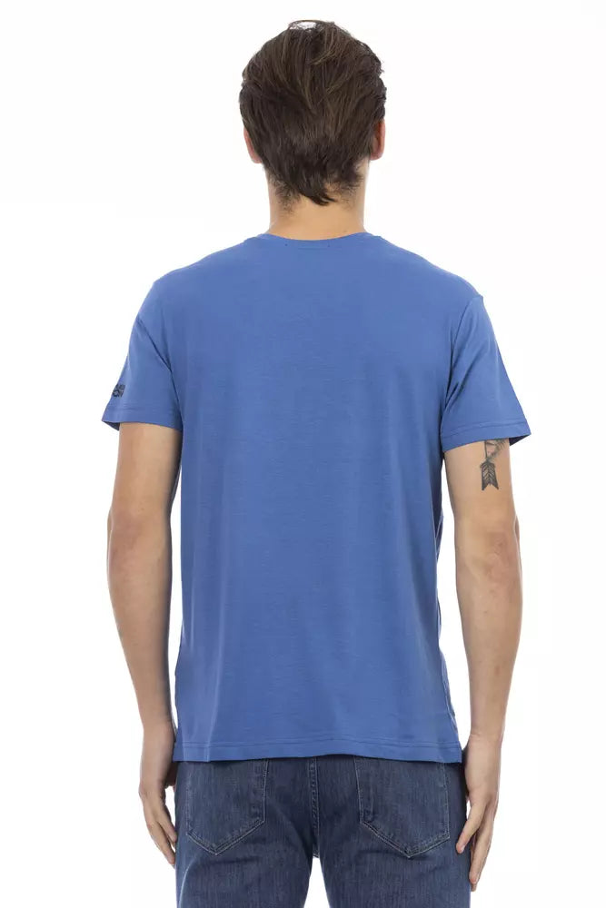 Tricou Trussardi Action albastru din bumbac pentru bărbați