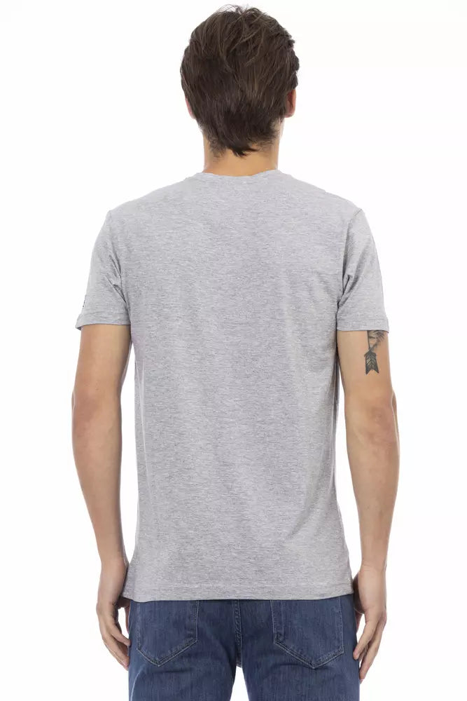Tricou Trussardi Action gri din bumbac pentru bărbați