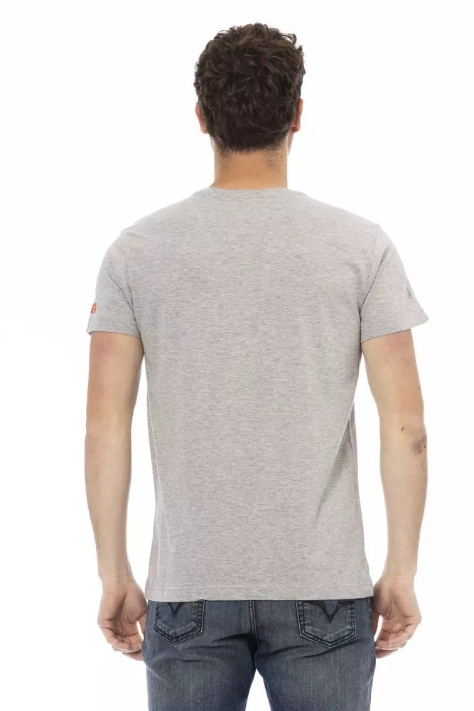 Tricou Trussardi Action gri din bumbac pentru bărbați