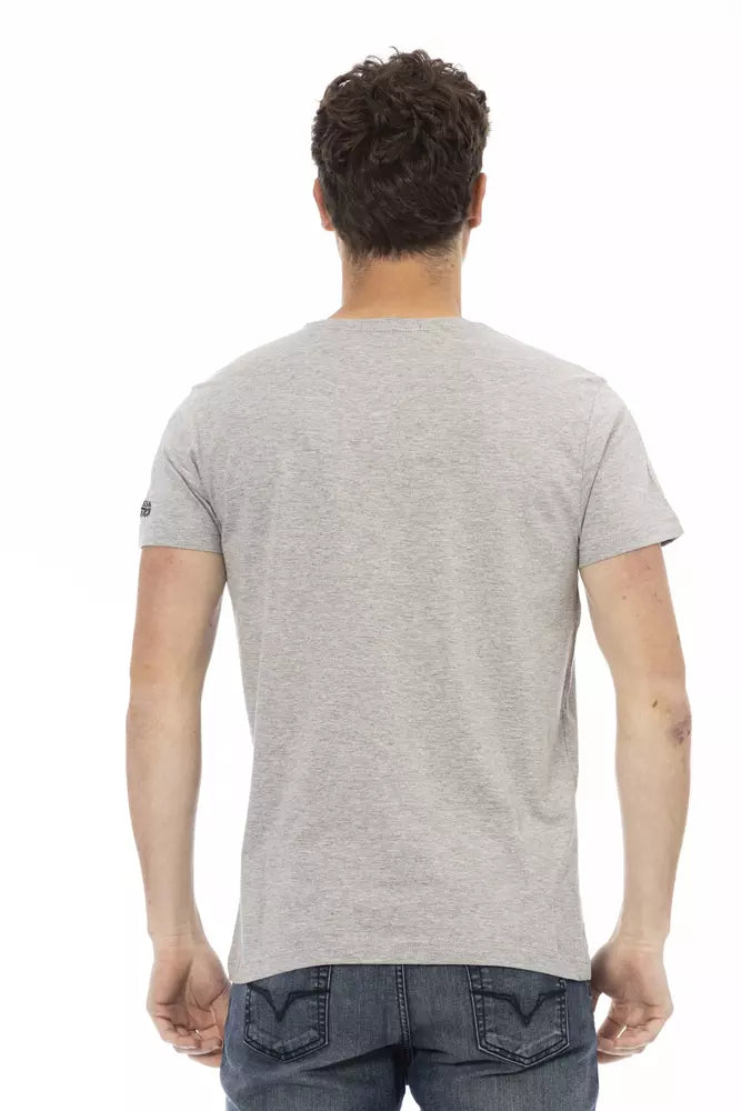 Tricou Trussardi Action gri din bumbac pentru bărbați