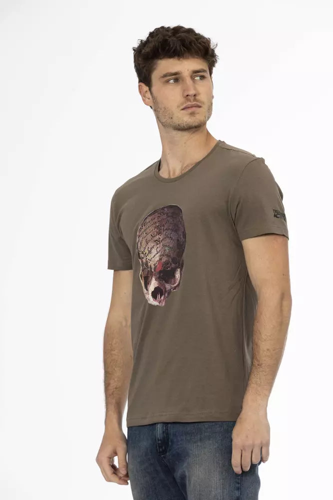 Trussardi Action Braunes Herren-T-Shirt aus Baumwolle