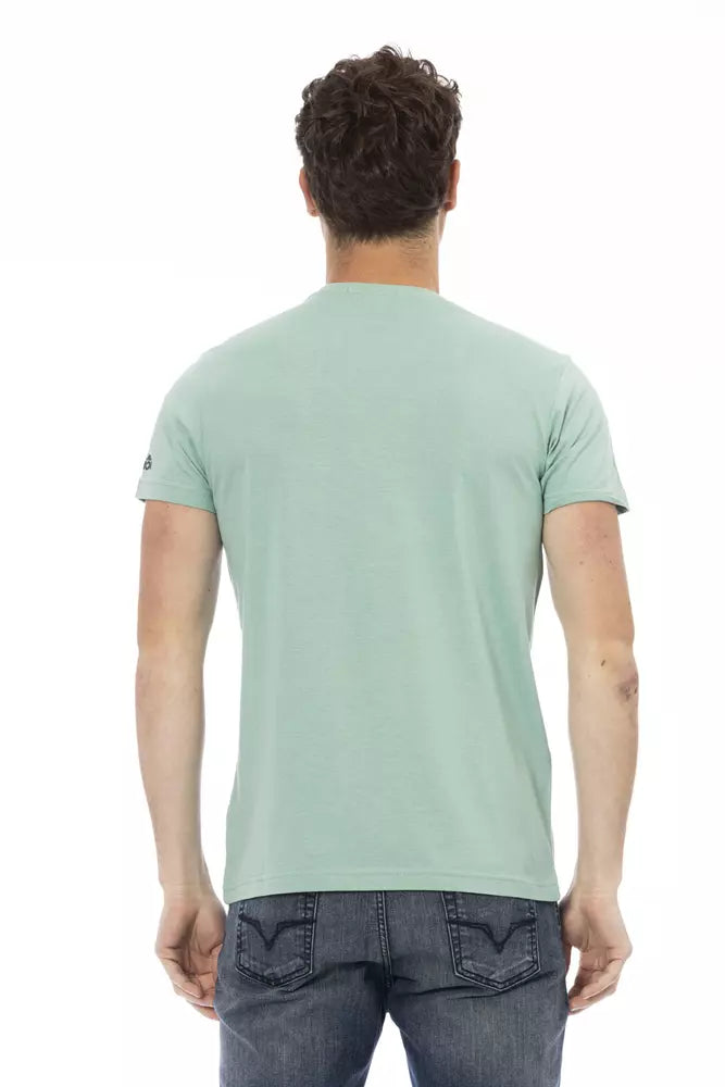 Tricou Trussardi Action verde din bumbac pentru bărbați