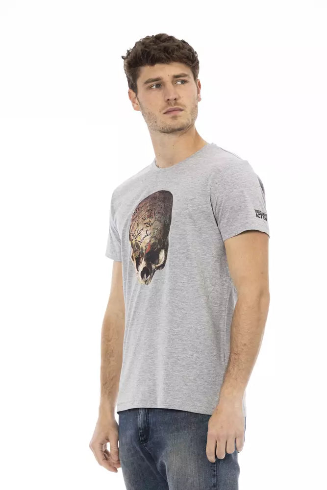 Trussardi Action Graues Herren-T-Shirt aus Baumwolle