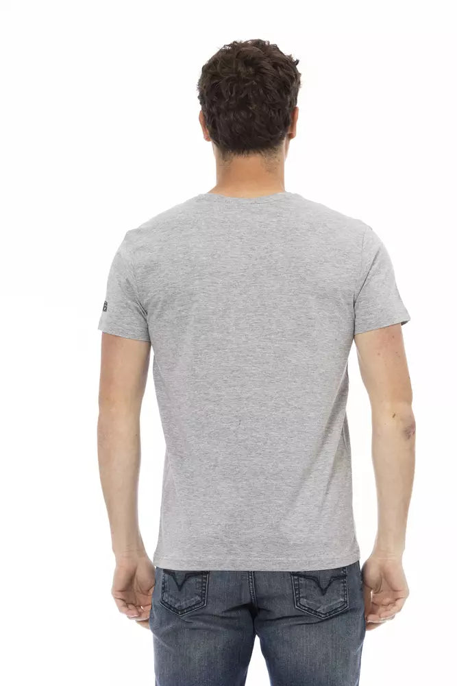Trussardi Action Graues Herren-T-Shirt aus Baumwolle