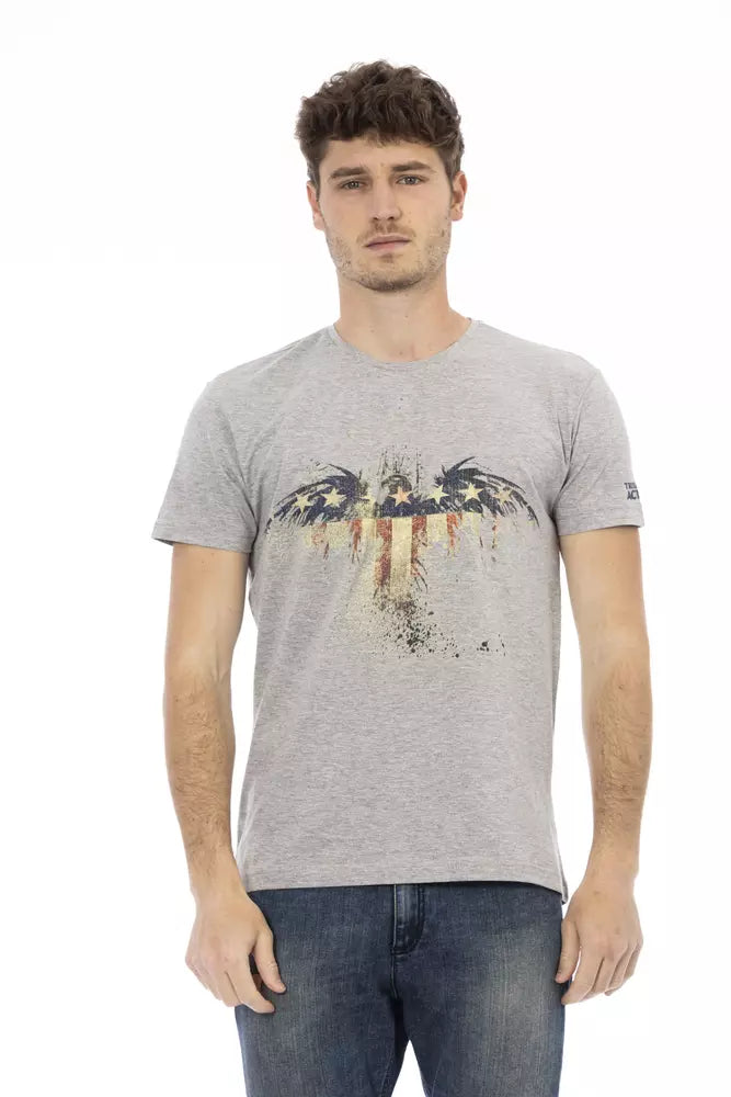 Tricou Trussardi Action gri din bumbac pentru bărbați