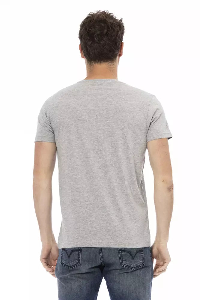 Tricou Trussardi Action gri din bumbac pentru bărbați