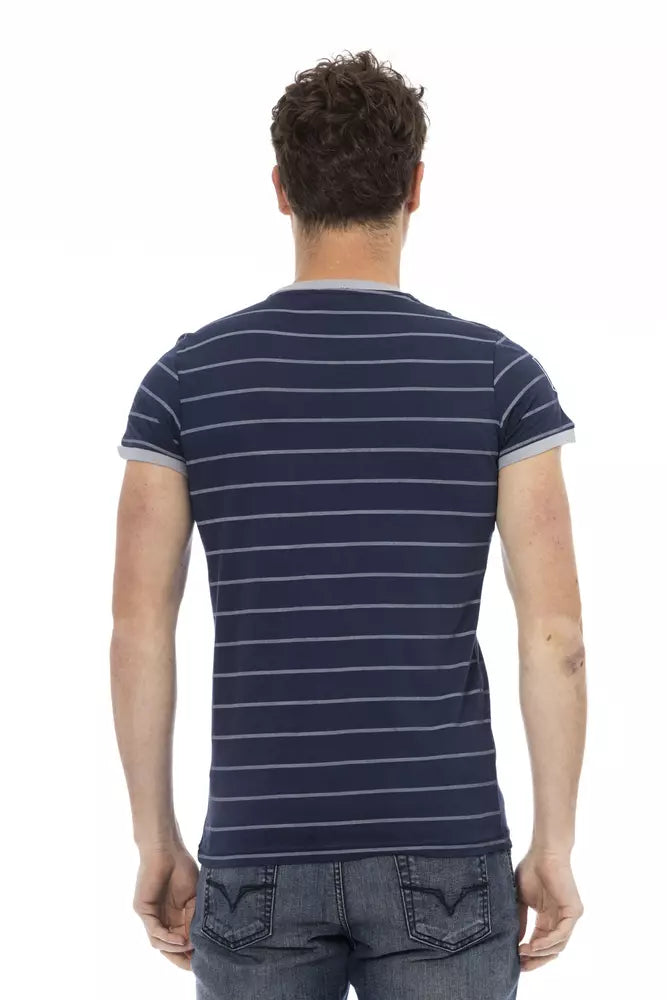 Tricou Trussardi Action albastru din bumbac pentru bărbați