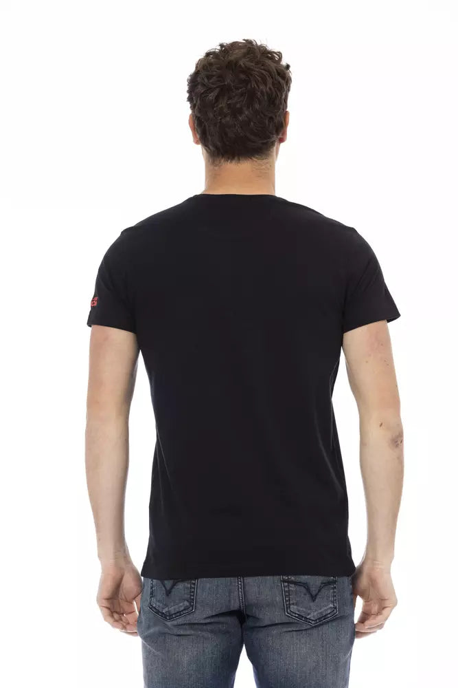 Trussardi Action Schwarzes Herren-T-Shirt aus Baumwolle