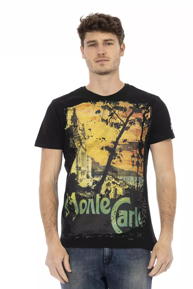 Trussardi Action Schwarzes Herren-T-Shirt aus Baumwolle