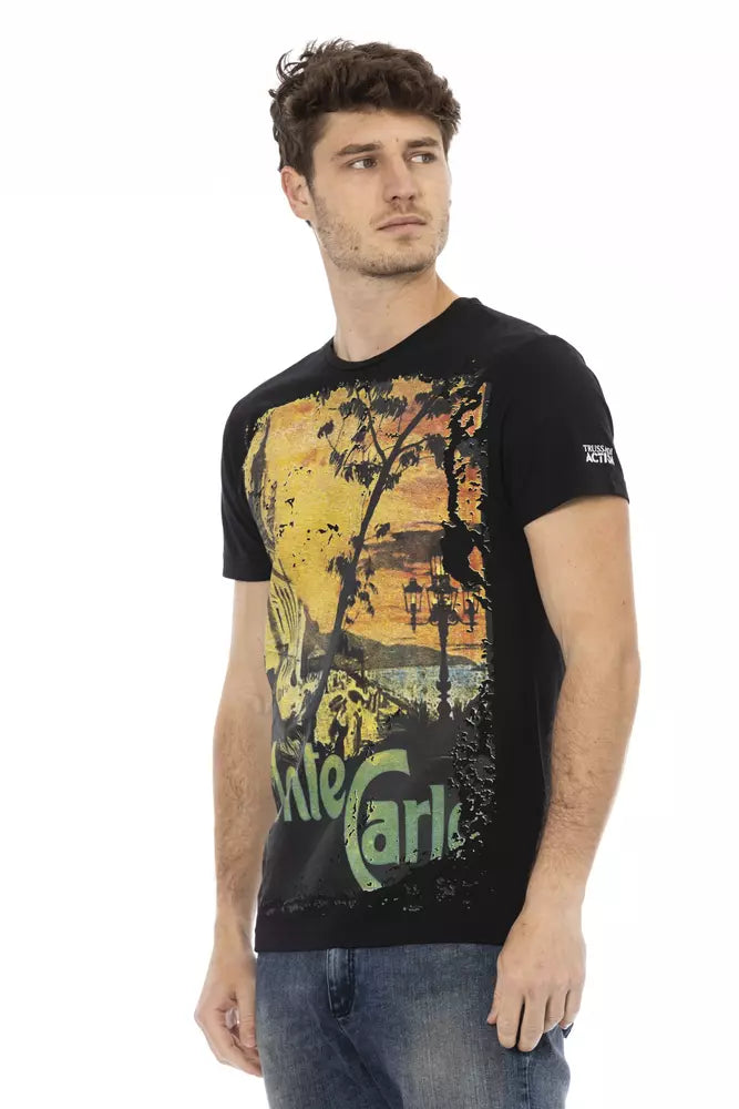 Trussardi Action Schwarzes Herren-T-Shirt aus Baumwolle