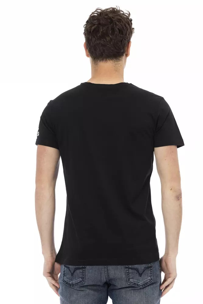 Trussardi Action Schwarzes Herren-T-Shirt aus Baumwolle
