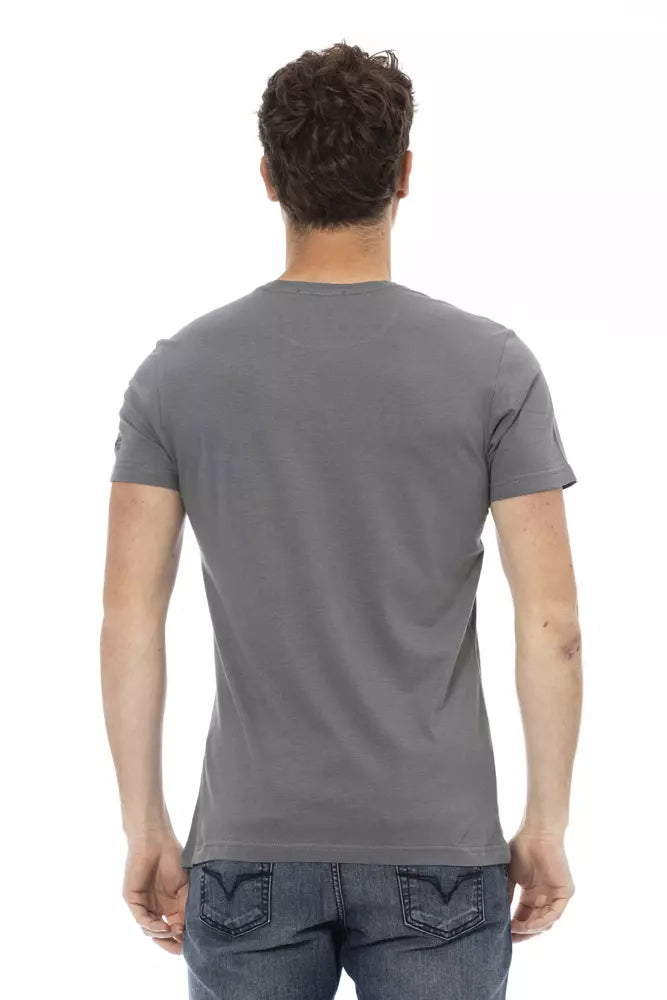 Tricou Trussardi Action gri din bumbac pentru bărbați