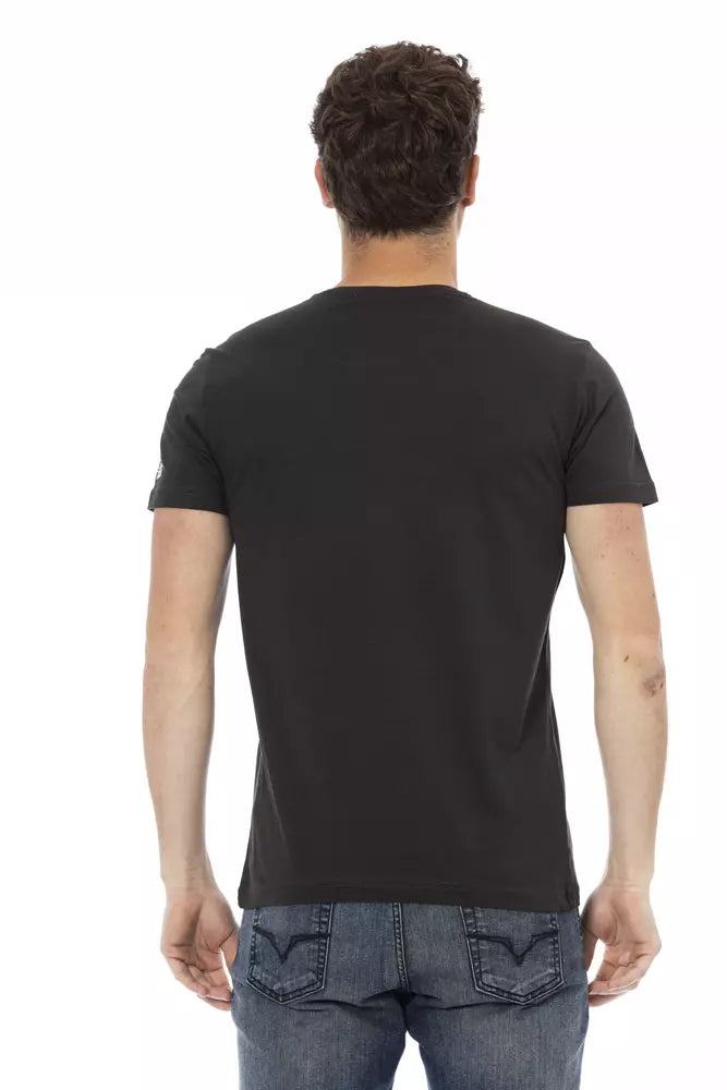 Trussardi Action Schwarzes Herren-T-Shirt aus Baumwolle
