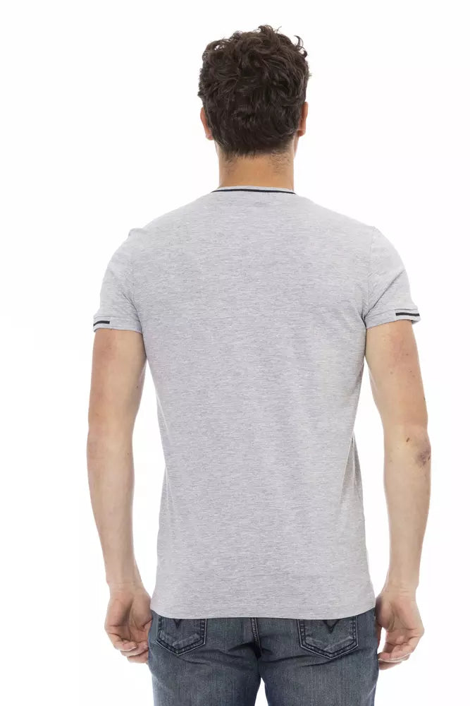 Tricou Trussardi Action gri din bumbac pentru bărbați