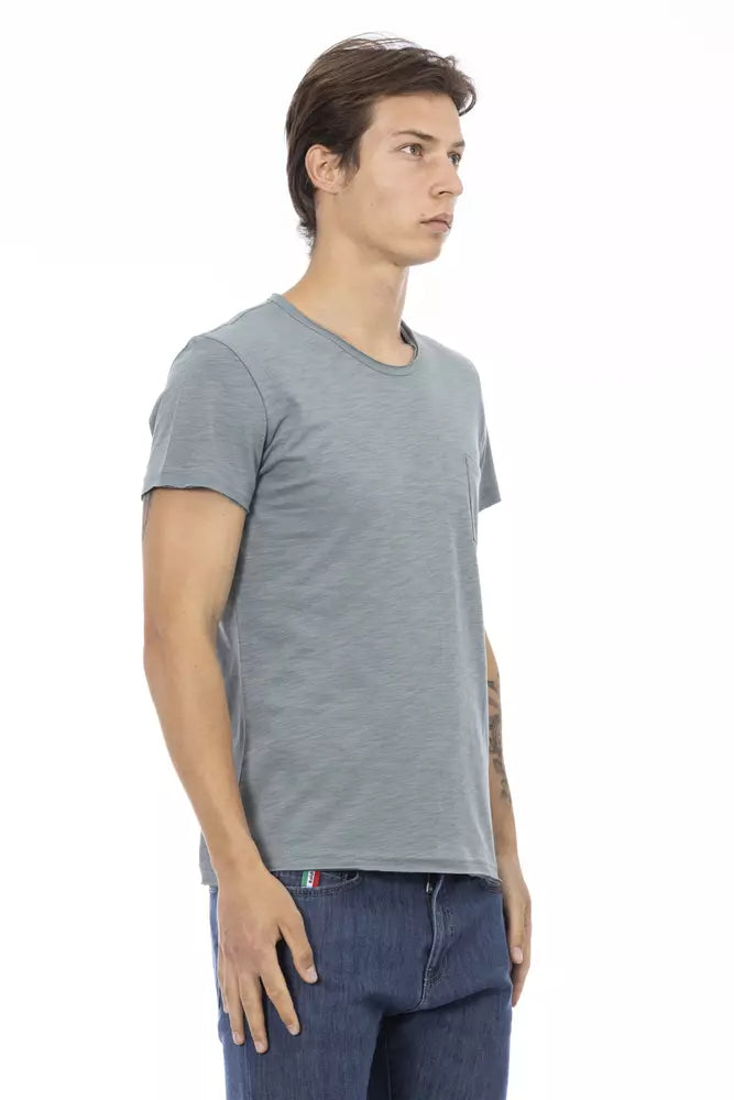 Tricou Trussardi Action gri din bumbac pentru bărbați